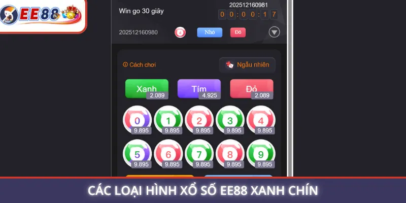 Các loại hình xổ số EE88 xanh chín